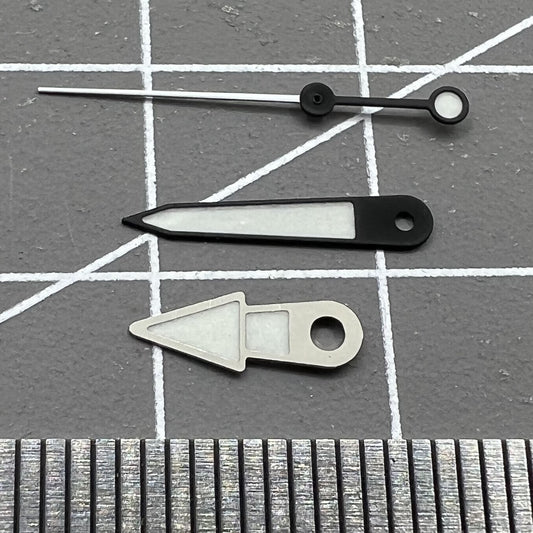 Green luminous watch hands set for NH35A/NH36A/4R36 movement, sizes 8.5/12.5mm by A9 brand.