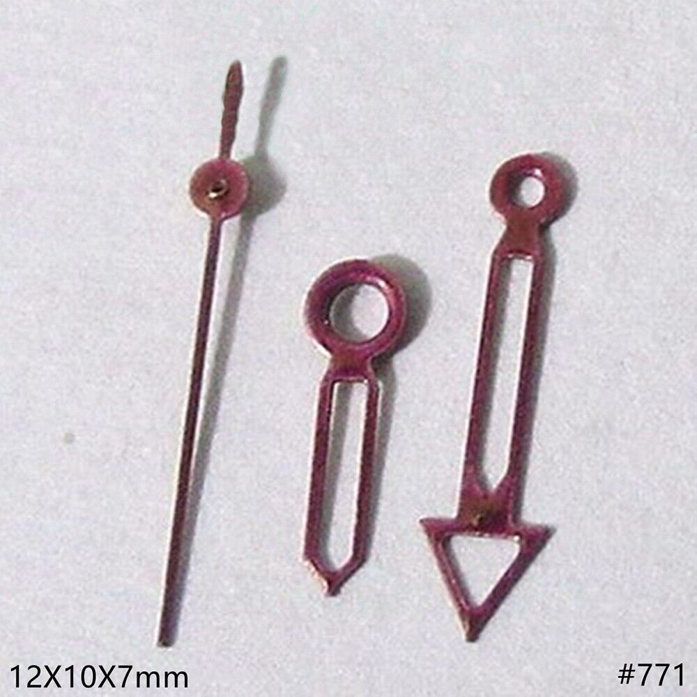 Aiguilles creuses roses de 12 mm sans luminescence pour montres Miyota 2035, 2115, 2105 et 2305