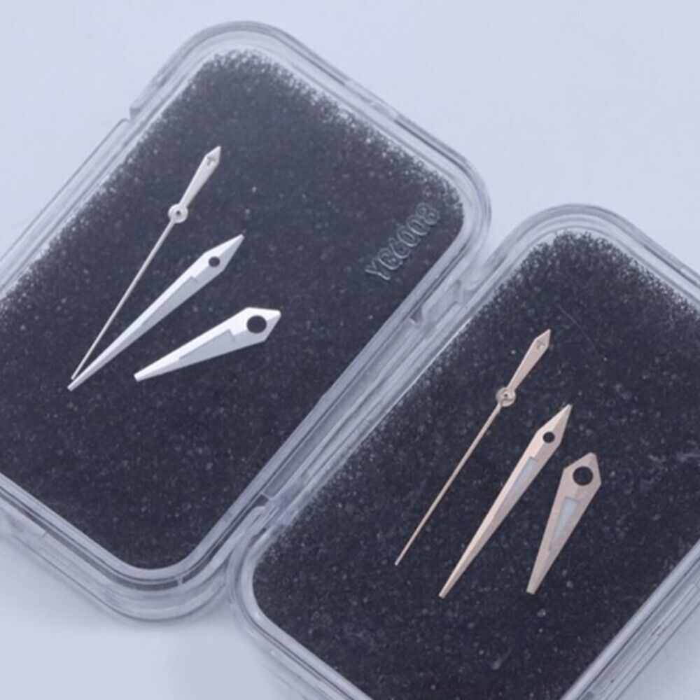 Aiguilles de montre luminescentes vertes avec garniture or rose/argent pour ETA2834, compatibles avec la montre T035