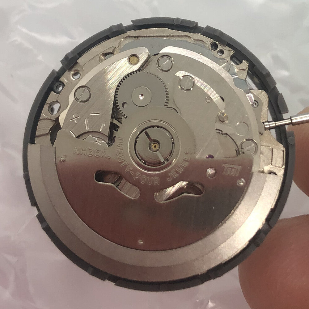 Mouvement de montre mécanique SEIKO NH36 noir, date, couronne 3/3,8 heures