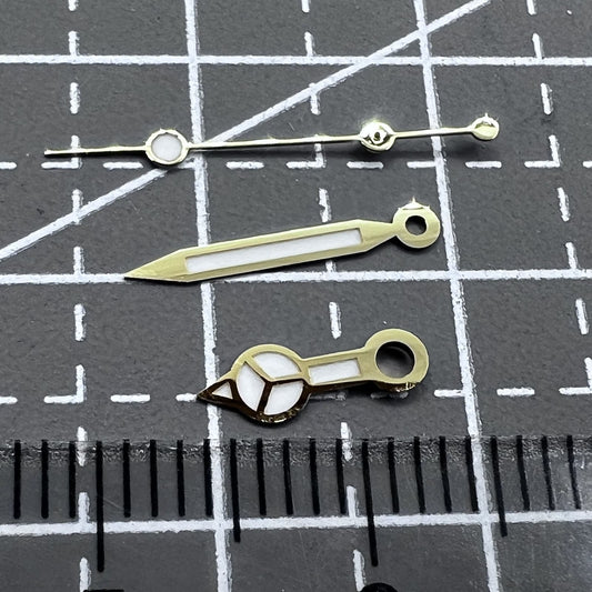 Set of green luminous 12mm watch hands with golden trim for Seiko NH35/NH36/NH38