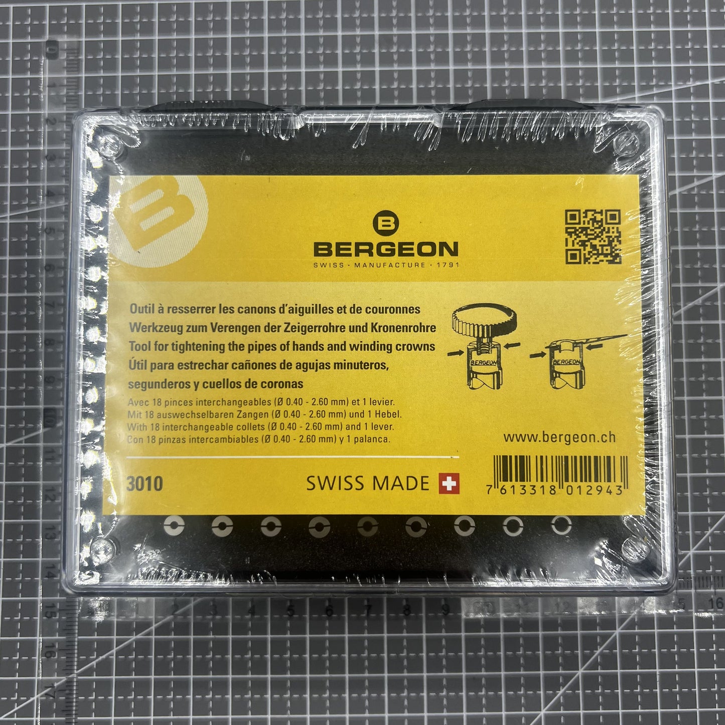 Bergeon 3010 Watch Crown, Case and Hand Tube Tightener Plastic Box