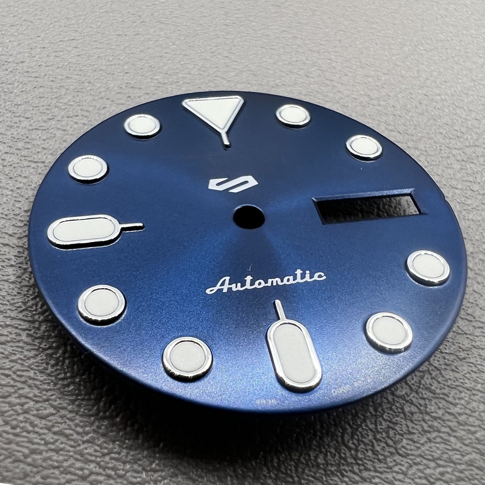 Green Lume Datejust watch dial with blue and silver trim, compatible with NH35 NH36 movement.