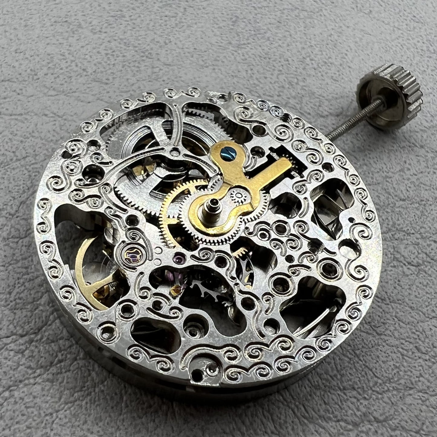 Hangzhou 2189 Hohles automatisches mechanisches Uhrwerk, silberner Rotor, 3 Zeiger