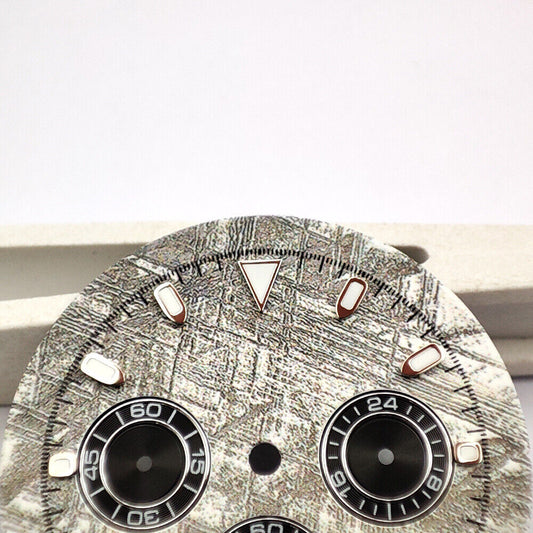 Green lume 32.5mm Grey Rock Style Matted watch dial for VK63 quartz movement, sporty design.