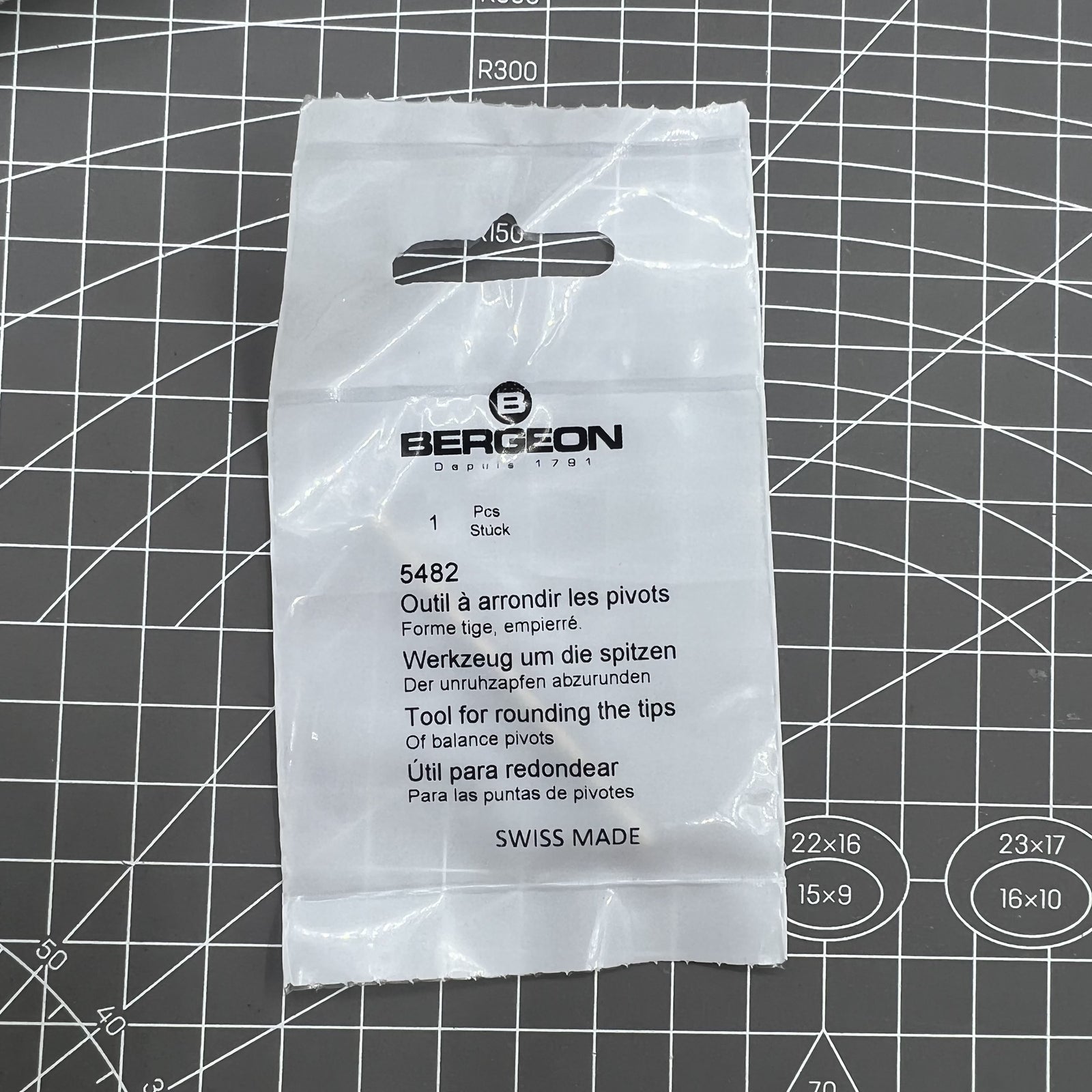 Swiss Made Bergeon 5482 pivot tool precisely rounds watch balance tips for accurate repairs.