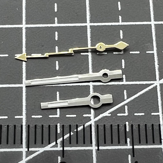 Silver trim golden lightning second hands for NH35/36 watches, 2 sets pack enhancing watch repair precision.