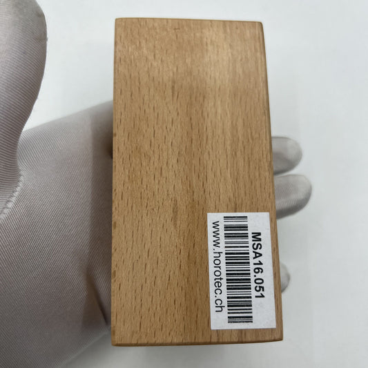 Horotec MSA16.051 rectangular Arkansas stone in wooden box for precise watch accessory sharpening.