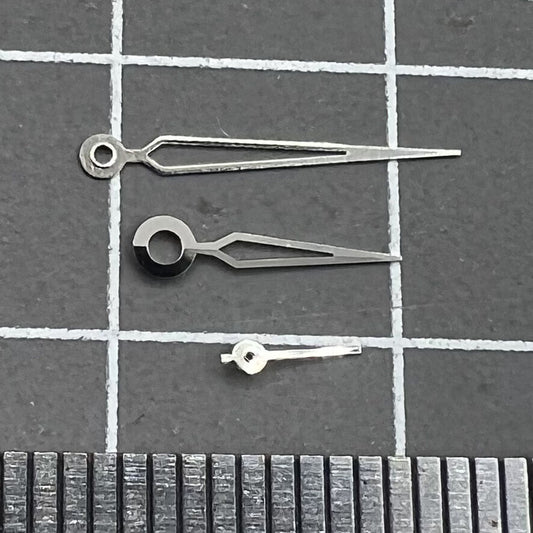 Silver trim hollow arrow-shaped watch hands, 13mm, compatible with Miyota 1L45 quartz movement.