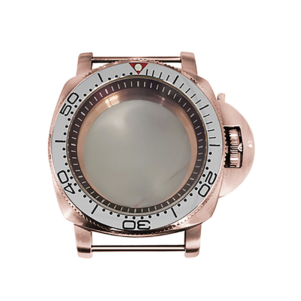 42 mm Mineralspiegel PVD Stahl Roségold Uhrengehäuse für NH35/NH36/4R/7S
