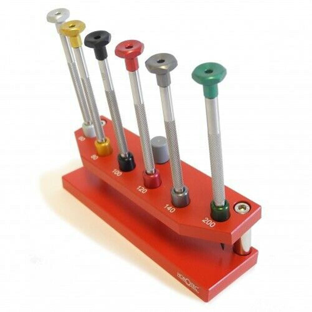 Horotec MSA01.201D Watchmakers Screwdriver Set of 6 with Sturdy Aluminium Stand