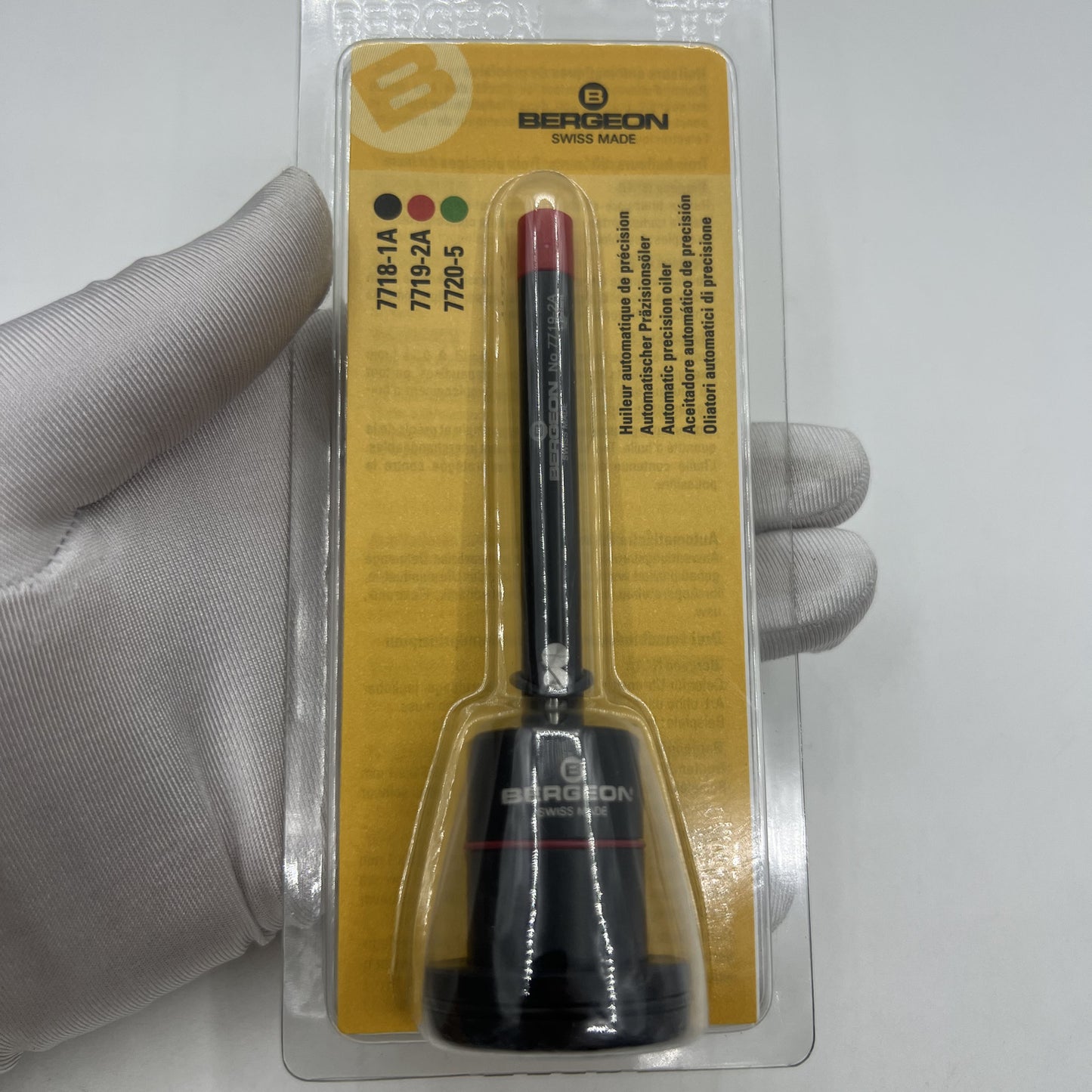 Huileur automatique Bergeon 7719-2A de fabrication suisse, outils d'horloger