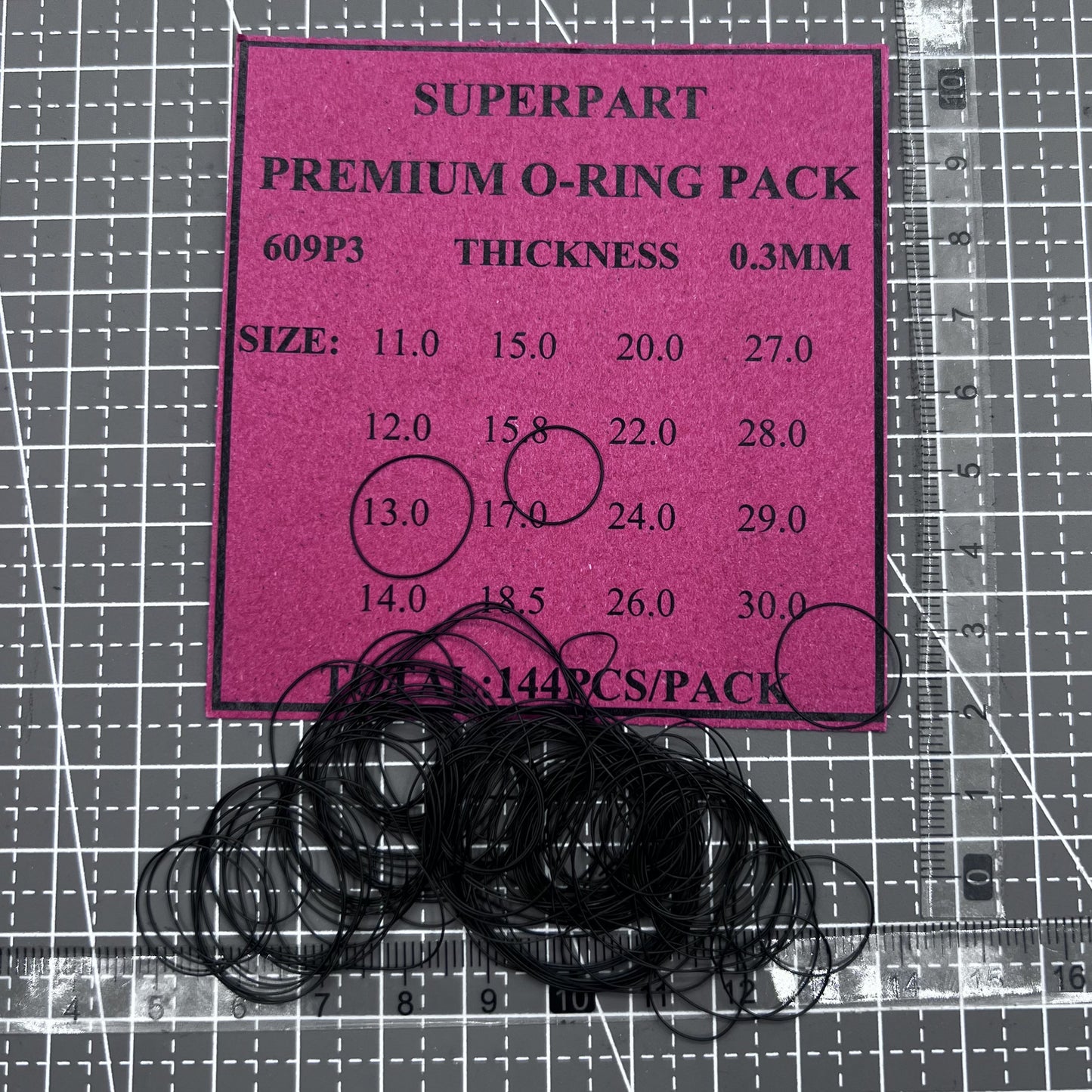 144pcs 0.3mm Thickness 16 Sizes Waterproof O Ring Kit Watch Back Gasket Washers