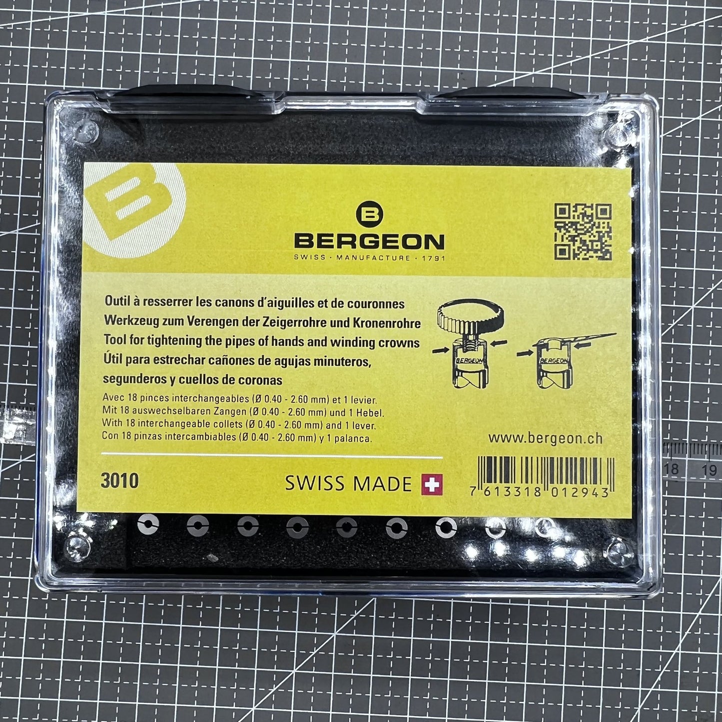 Swiss Bergeon 3010 watch crown and hand tube tightener tool for precise watch accessory repairs