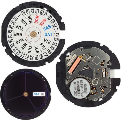Hattori Epson VS43 solar quartz movement, precise Japanese watch component for accessories.
