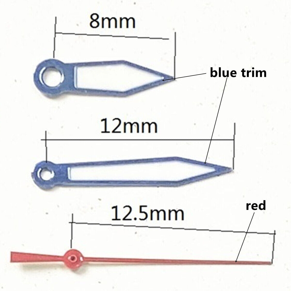 2 Sets Pack Leuchtende Zeigersets Blau Rot Grün für Ronda 515 Uhrwerk