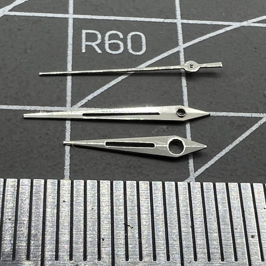 Silver trim watch hands designed for Miyota 2035 quartz movement, enhancing precision and style.