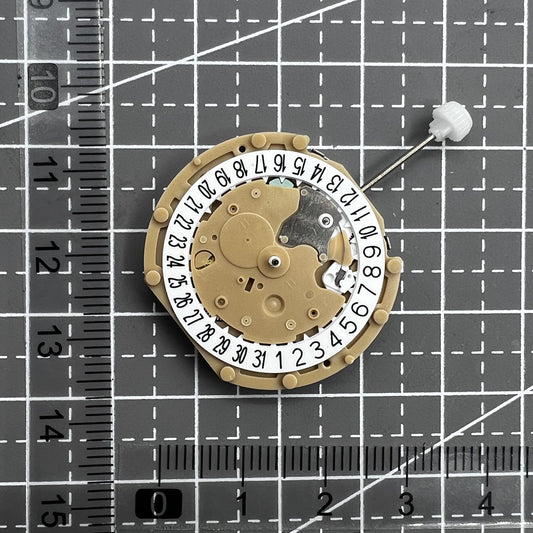 Sunon PE60 quartz watch with date, small second subdials at 3 and 9 o'clock, 2-piece set.