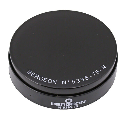 Bergeon 5395-75-N black gel watch case cushion, 75mm, protects delicate watch housings during repair.
