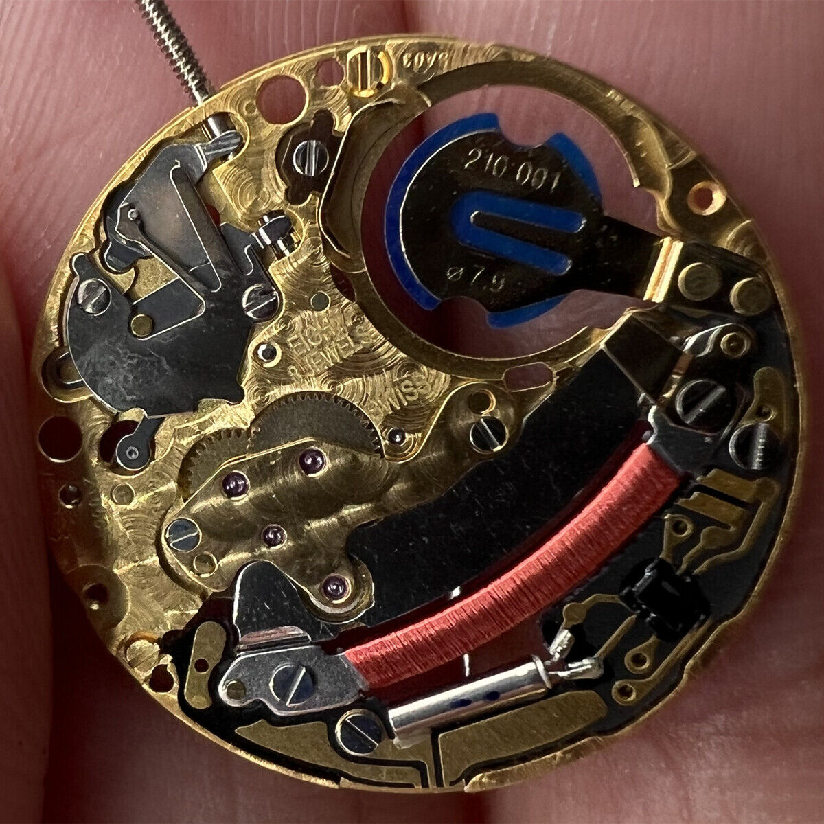 ETA 210.001 quartz watch with 2 hands, Swiss movement, precise timekeeping by ETA brand.