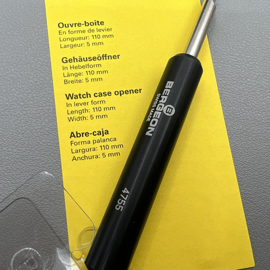 Bergeon 4755 Swiss watch case opener tool for precise watch repairs and battery changes.