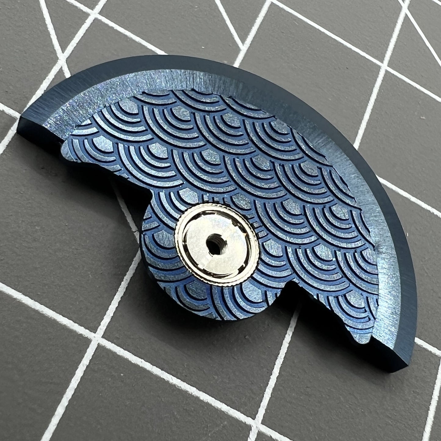 Blue Sea Wave engraved rotor for Miyota NH35 NH36 watch movement, precision oscillating weight.