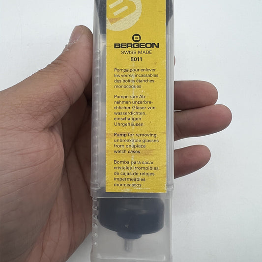 Bergeon 5011 watch case pump removing glass from monobloc cases, precision tool for watchmakers
