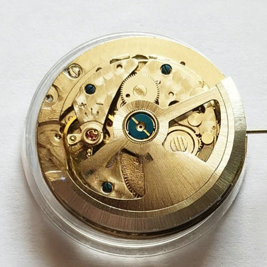 China Made automatic watch with mechanical movement, 3 hands, small second at 3, and date at 6.