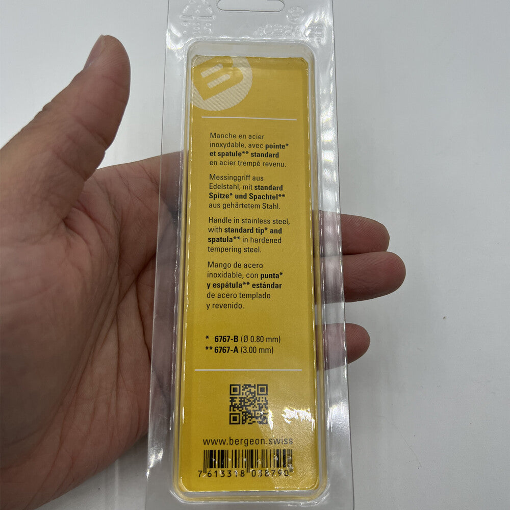 Bergeon 6767-S spring bar tool for precise watch bracelet fitting and removal, essential watchmaker tool.