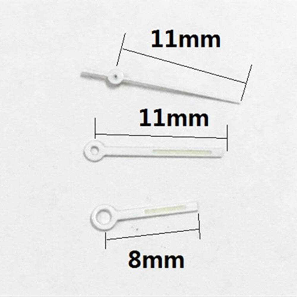 Aiguilles de montre carrées à finition argentée et luminescente verte pour mouvement à quartz Miyota 6M12