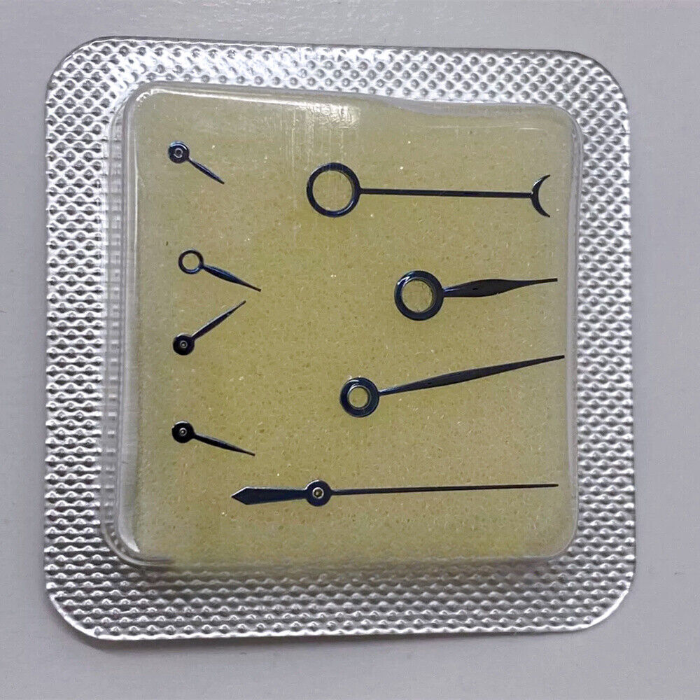 Blue polished watch hands for ETA 7750 and 7751 movements, precision replacement.