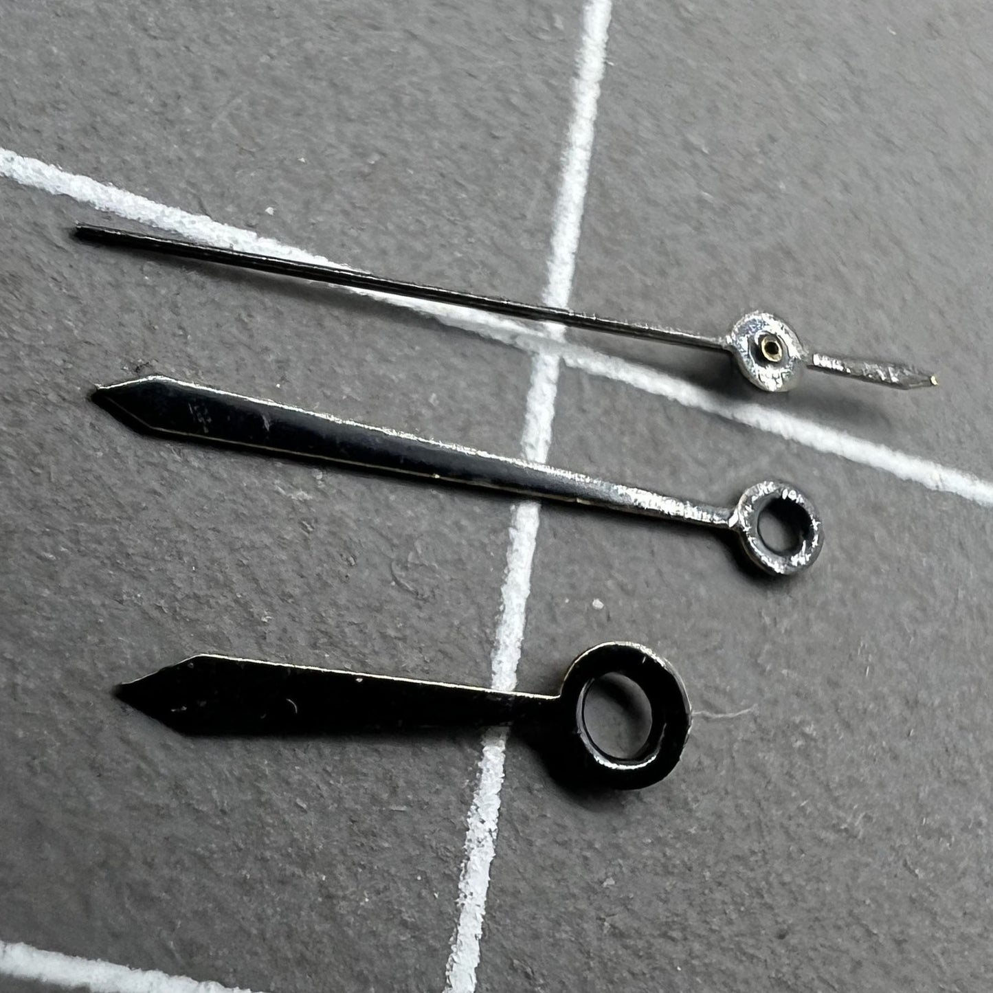 Black watch hands set for Miyota 2035 movement, lengths 14mm, 11mm, 8mm, precise fit by NO.1310.