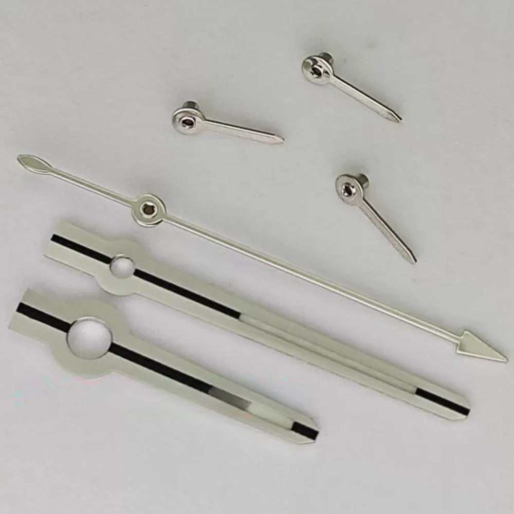 13.5x13x8x3.5mm Silver Trim Black Middle Watch Hands Set for VK63 Movement