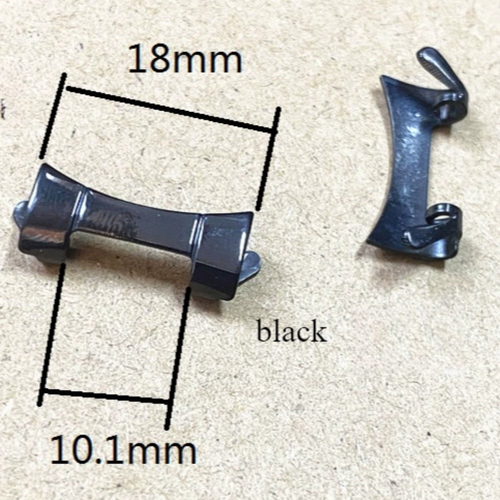 Black 18x10.1mm Polished Curved End Links Spring Bars Bracelet Watch Band Strap#1028