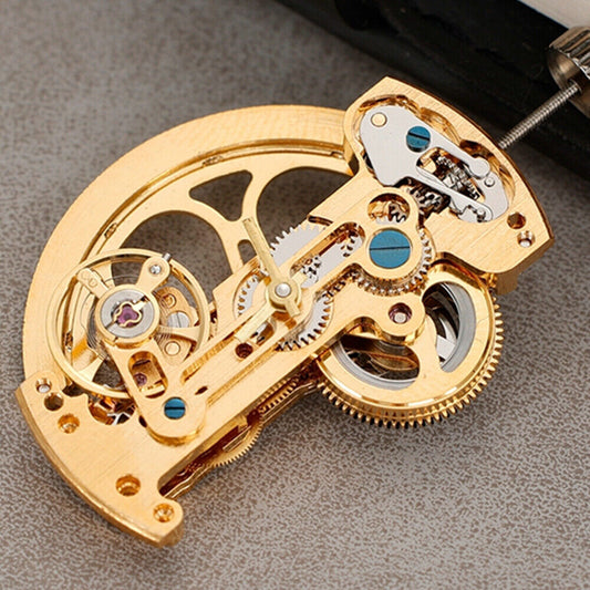 Asian LG0808 mechanical watch movement with hollow rectangle balance wheel for precise timekeeping