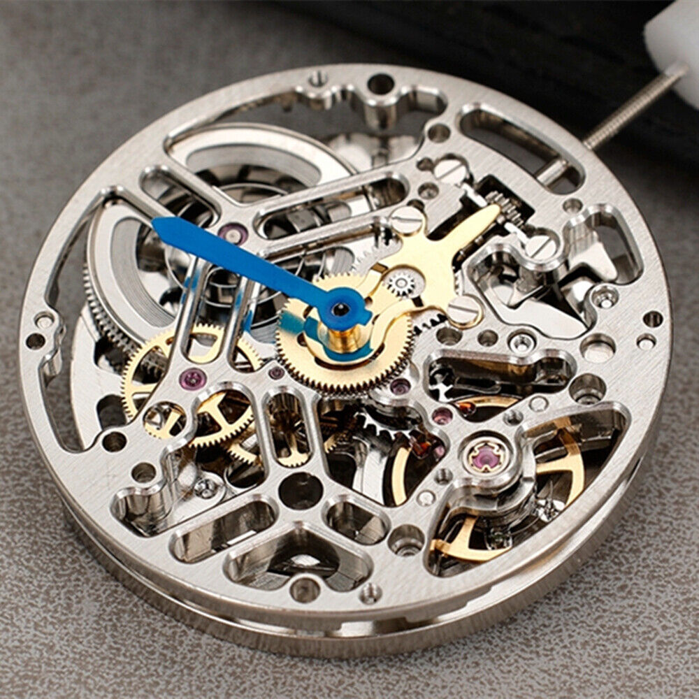 Asian HZ75DOA silver hollow balance wheel showcasing intricate automatic mechanical movement for watches.