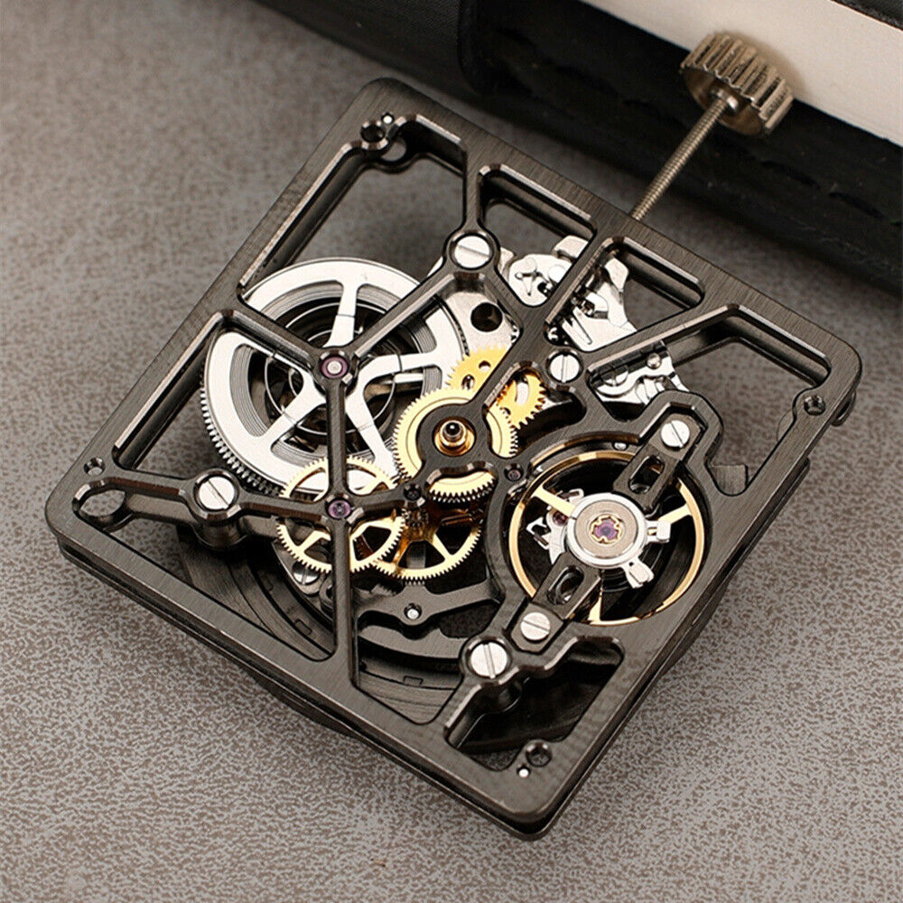 China Made 1B00D black hollow balance wheel for automatic watches, enhancing precise mechanical timekeeping.