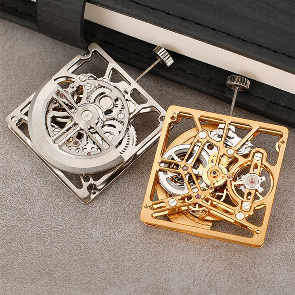 Asiatisches HZ1B01D Silber/Gold/Schwarz Hohlquadrat Automatisches mechanisches Uhrwerk