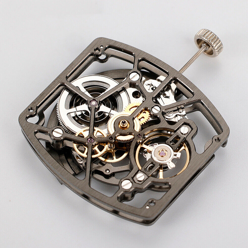 Asiatisches HZ1C00D Silber/Schwarzes automatisches mechanisches Uhrwerk in Hohlfassform