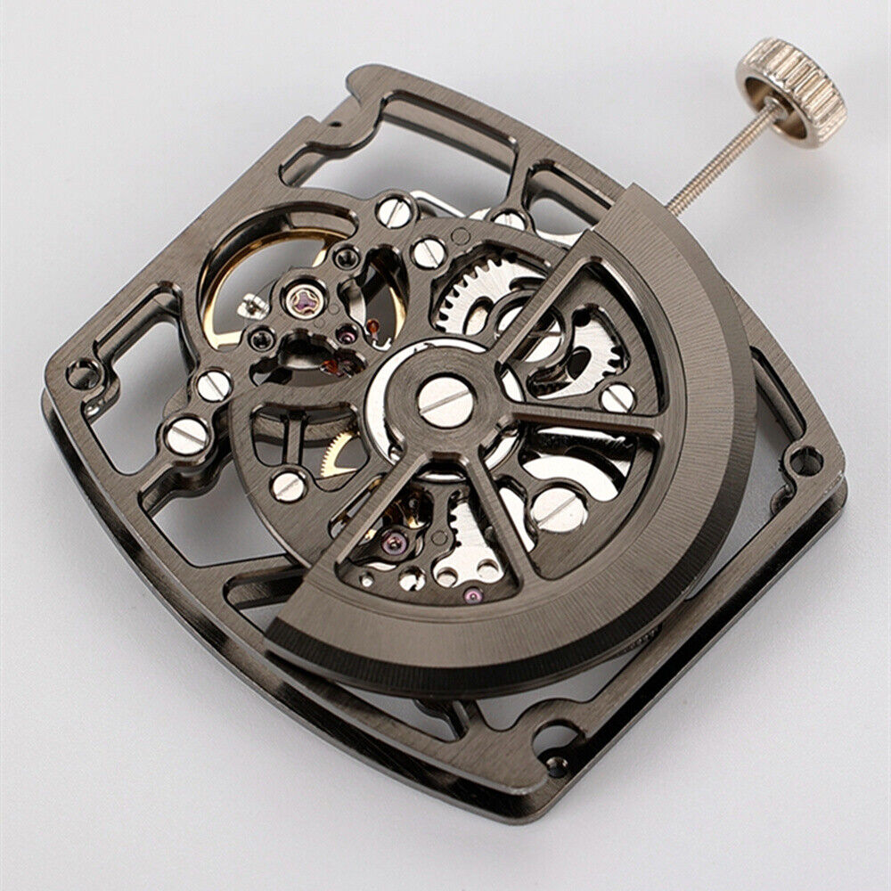 Asiatisches HZ1C00D Silber/Schwarzes automatisches mechanisches Uhrwerk in Hohlfassform