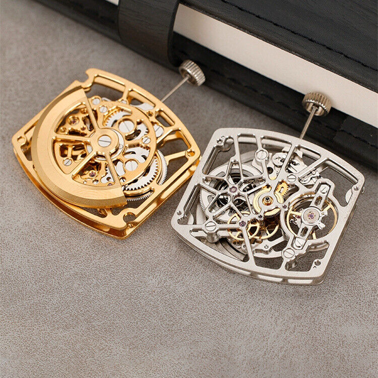 Asiatisches HZ1C02A Silber/Gold/Schwarzes tonnenförmiges automatisches mechanisches Uhrwerk