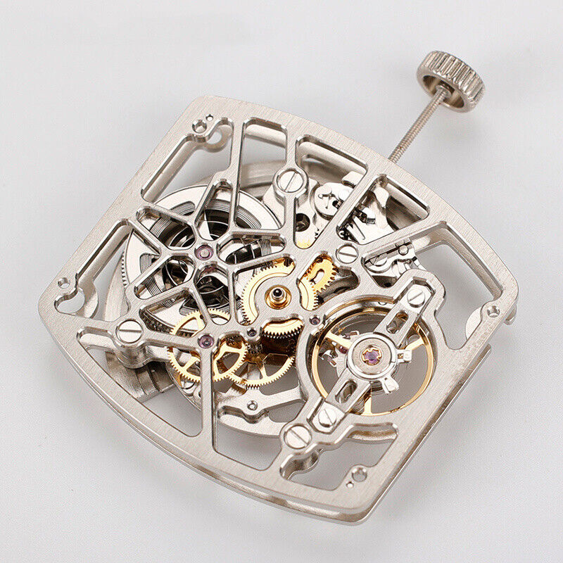 Asiatisches HZ1C02A Silber/Gold/Schwarzes tonnenförmiges automatisches mechanisches Uhrwerk