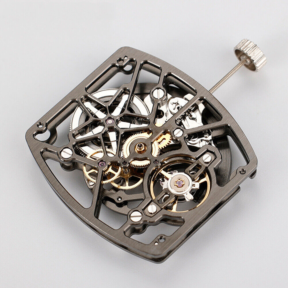 Asiatisches HZ1C02A Silber/Gold/Schwarzes tonnenförmiges automatisches mechanisches Uhrwerk