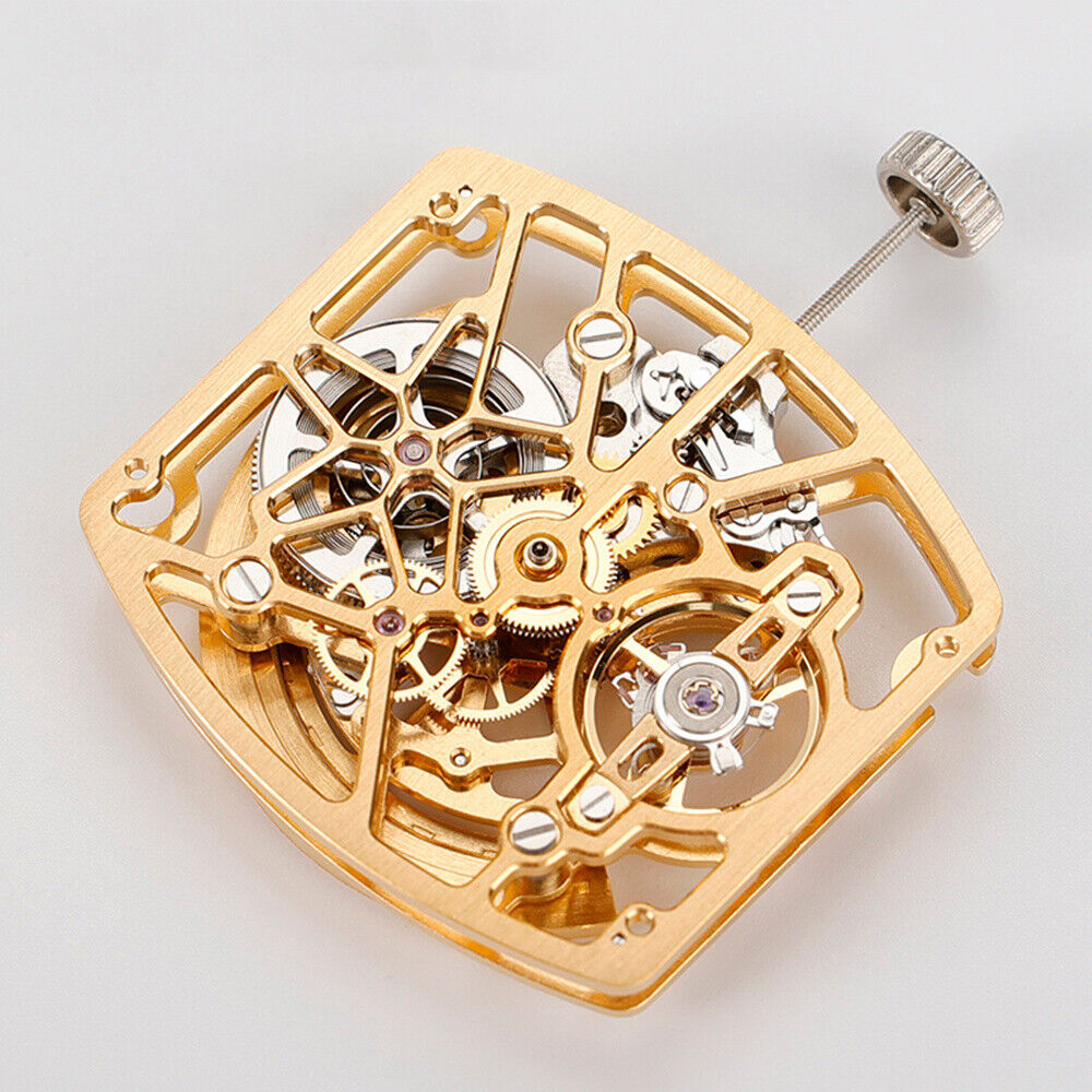 Asiatisches HZ1C02A Silber/Gold/Schwarzes tonnenförmiges automatisches mechanisches Uhrwerk