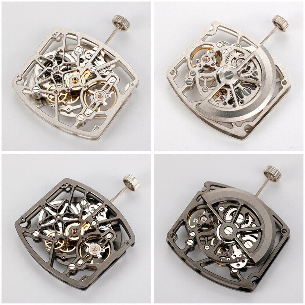 Asiatisches HZ1C02A Silber/Gold/Schwarzes tonnenförmiges automatisches mechanisches Uhrwerk