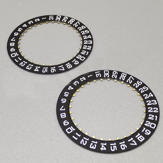 Swiss Made black date disk wheel for ETA2824 watch with date at 3 o'clock, precision watch part.