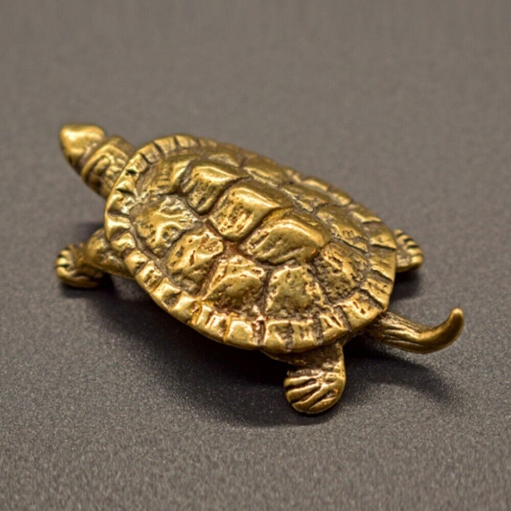 Solid copper longevity turtle figurine featuring vintage bronze carvings, ideal for watch accessory display.