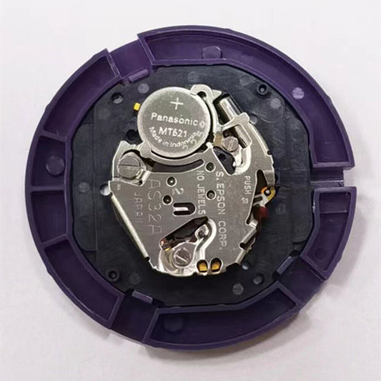 Epson AS32A solar watch movement with 3 hands and date at 3, genuine Japan-made component.