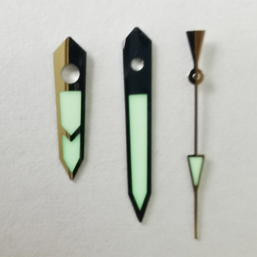 Aiguilles de montre lumineuses vertes résistantes C3 avec garniture argentée pour mouvement NH36 NH35