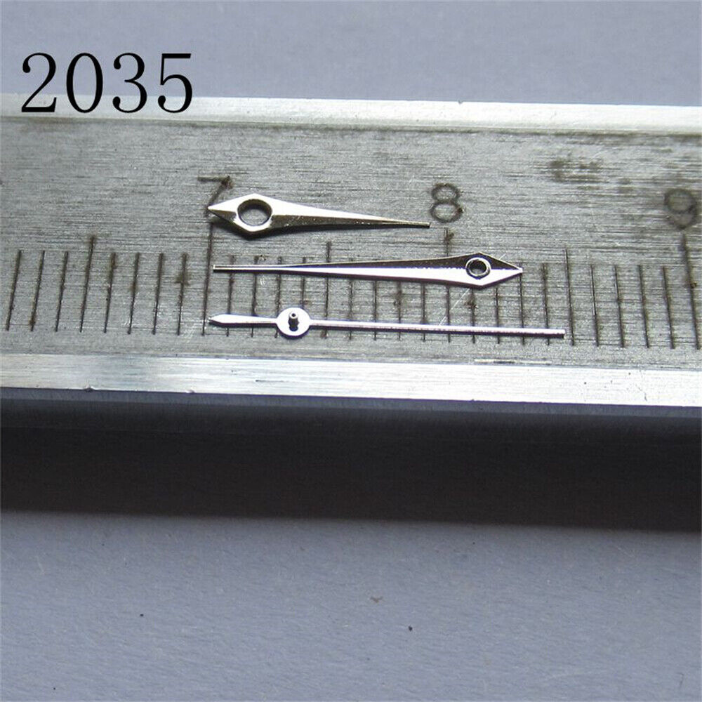 No Lume silver long watch hands set for Miyota 2035 2115 2105 2305 movements